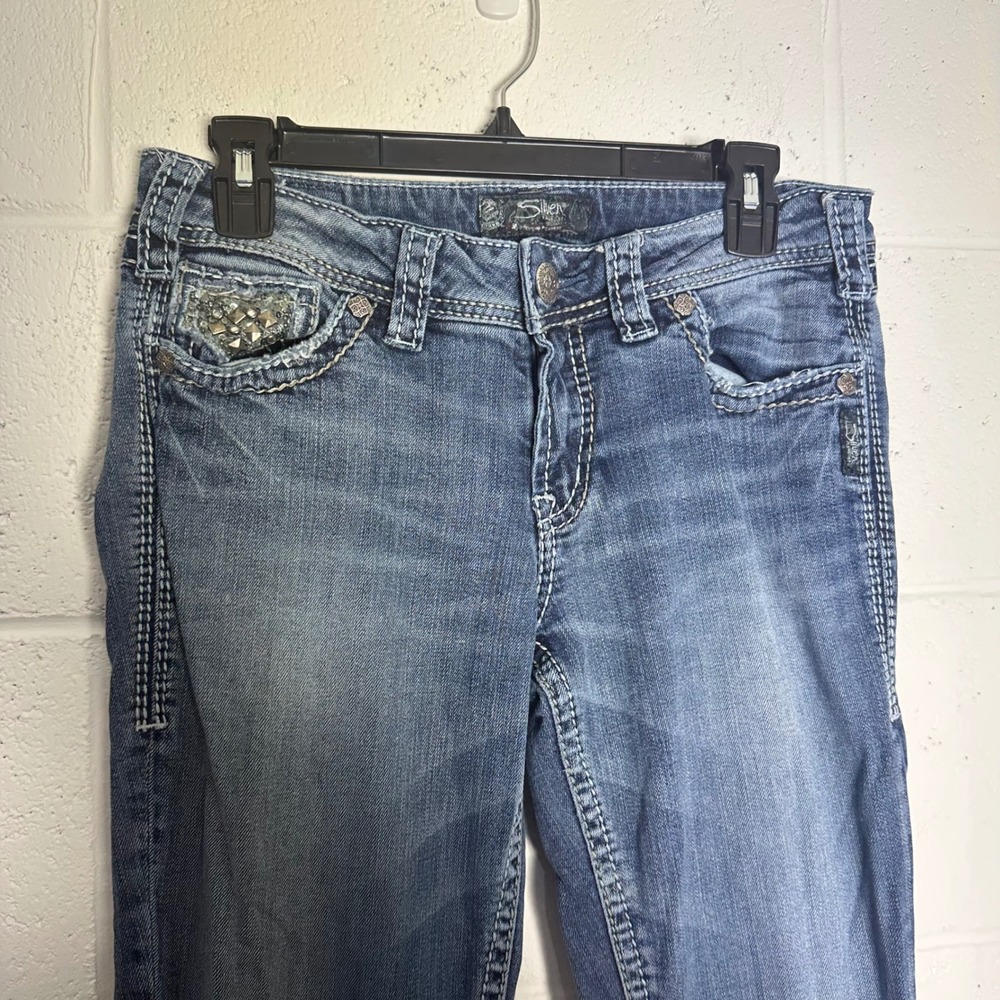 Silver Jeans Co Suki Flap 17 Bootcut Jeans W29 L33 Medium Wash Embellished Y2K